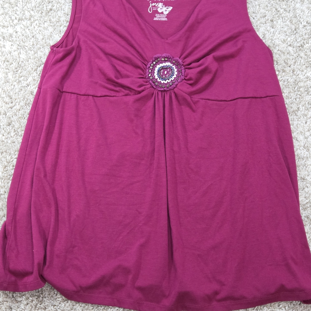 Just My Size Women's Fuchsia Tank Top with Embellished Detail